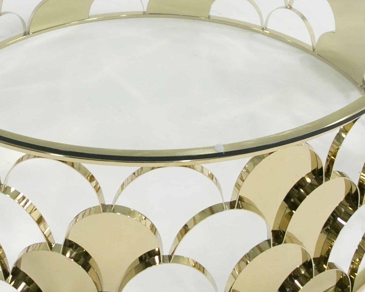 Modrest Sunrise Contemporary Glass Round Coffee Table main image 1