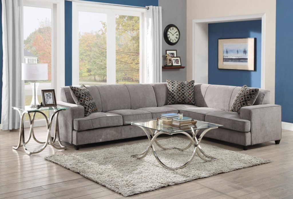 Tess_2 Grey velvet sectional sleeper sofa
