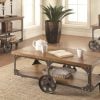 mazy Rustic Wood Table With Wheels