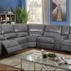 saul grey leather reclining sofa