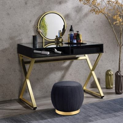 Coleen black and gold desk
