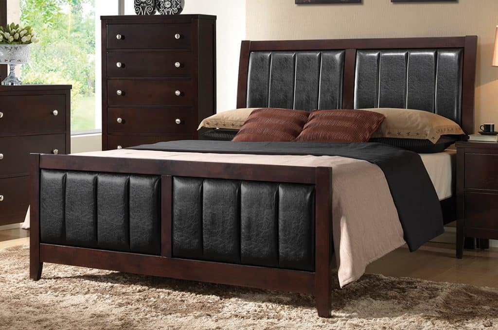 Carlton Black Leather & Wood Bedroom Set - KFROOMS | Free Delivery