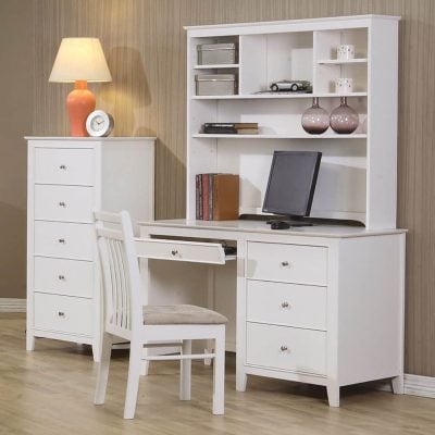 Selena Coastal White Desk & Hutch