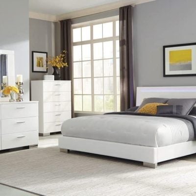 White LED Bedroom Set