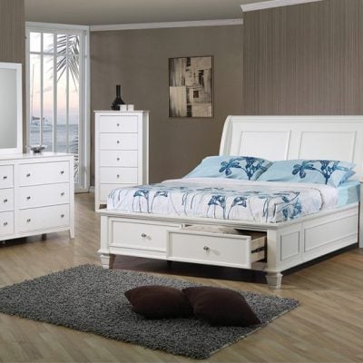selena white wood storage bedroom set 400239 - kids bedroom sets