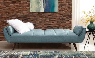 Cheyenne Teal Fabric Sofa Futon - Image 2
