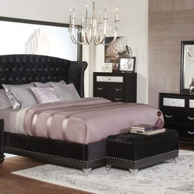 barzini black velvet bedroom set