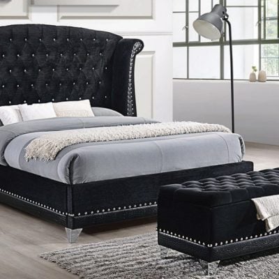 Barzini black velvet bed