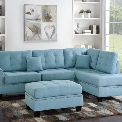 6505 blue sectional sofa Poundex