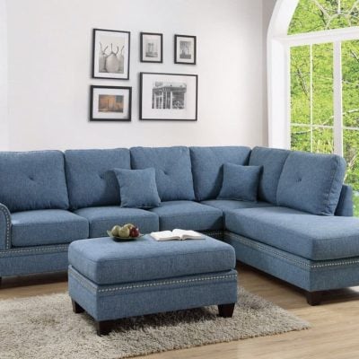 F6512 blue sectional sofa poundex
