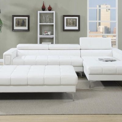 F7364 white sectional sofa poundex