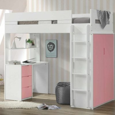 nerice loft bed pink 38040