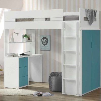 nerice loft bed teal 38045