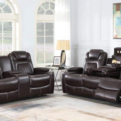 Korbach 2 PC Power Reclining Espresso Leather Sofa & Loveseat 603411PP-S2