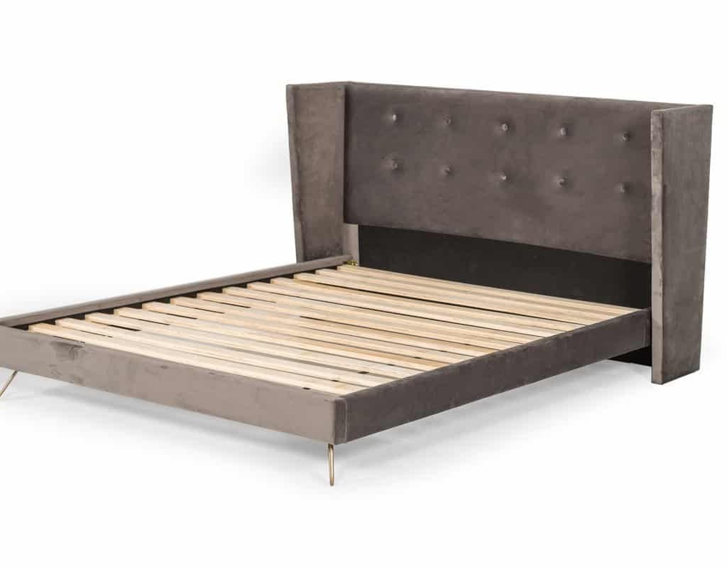 Modrest Bryan Modern Grey Velvet & Gold Bed