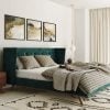 Modrest Durango Modern Green Fabric & Walnut Bed