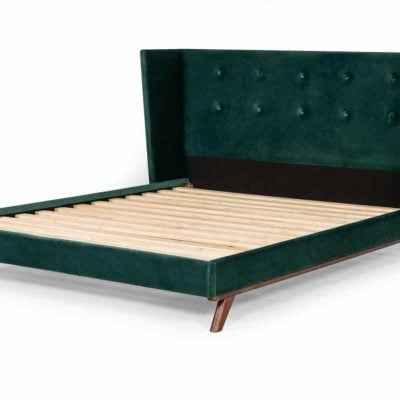 Modrest Durango Modern Green Fabric & Walnut Bed