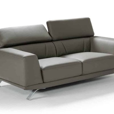 Divani Casa Brustle - modern dark grey leather loveseat