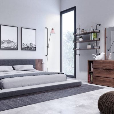 Nova Domus Jagger Modern Dark Grey & Walnut Bed