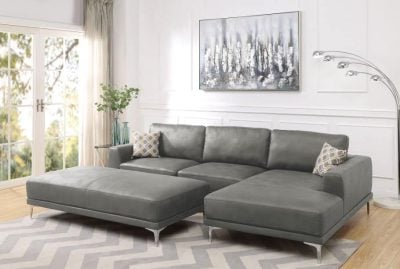 F6429a-poundex-gray-leather-sectional
