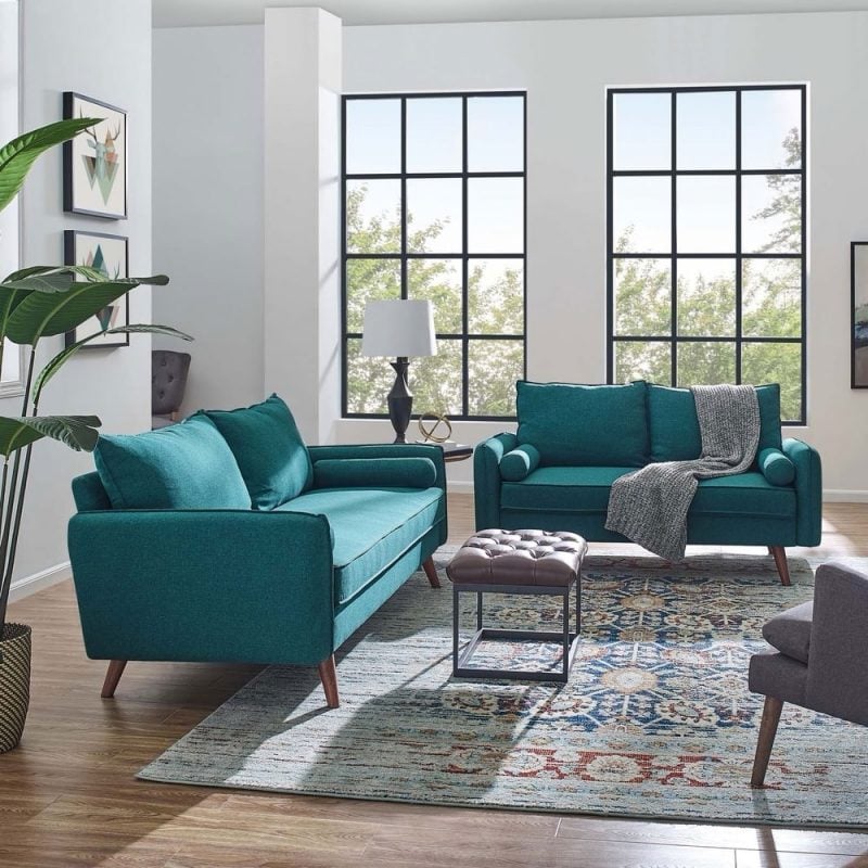 Revive teal couch and loveseat