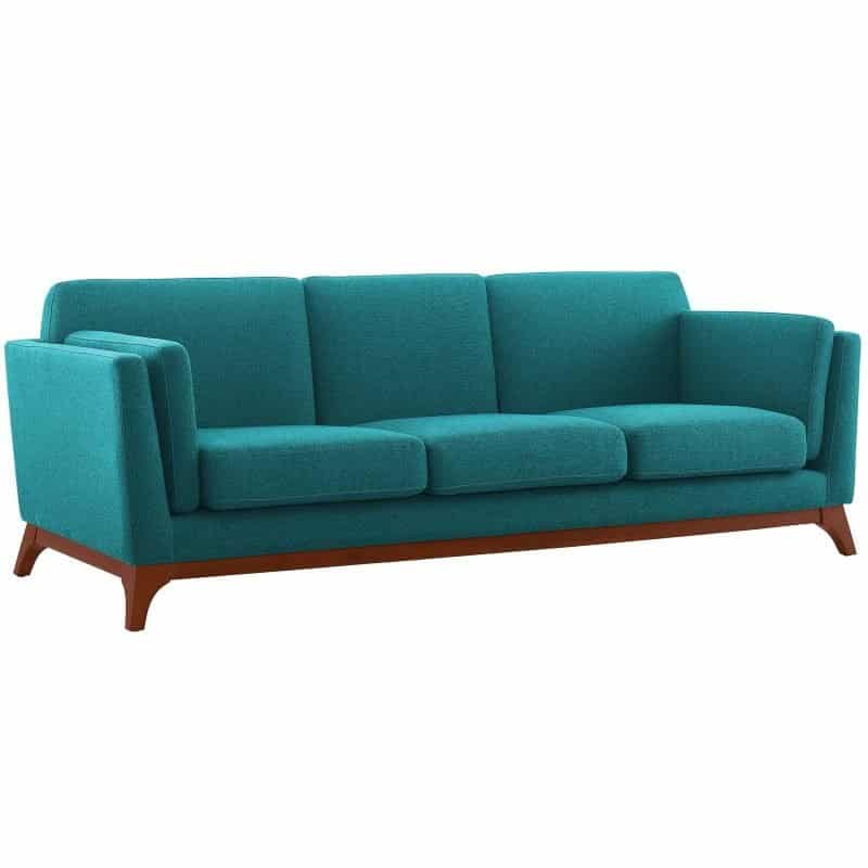 Chance Teal Sofa with wood base