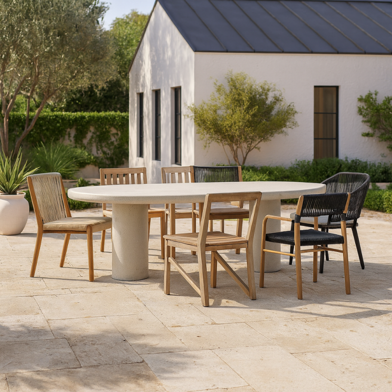 Emetic Outdoor White Oval Dining Table