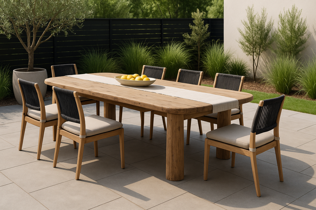 Solid Reclaimed Wood Outdoor Dining Set