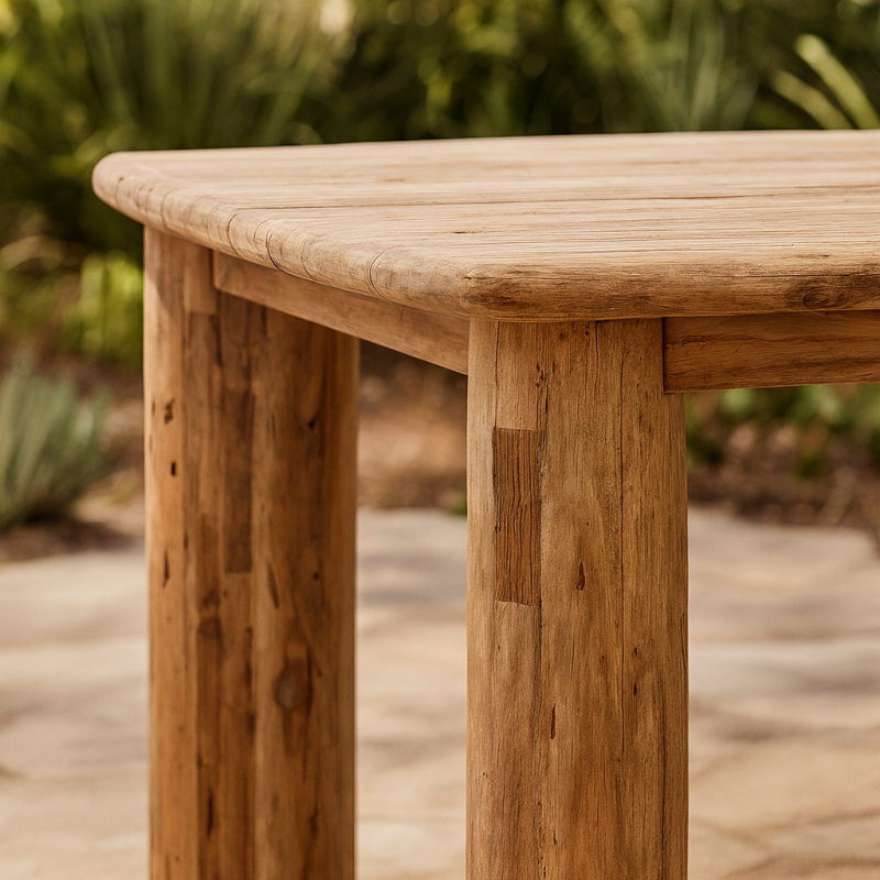 rustic wood outdoor dining table