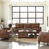 top grain brown leather sofa set