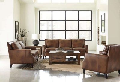 top grain brown leather sofa set