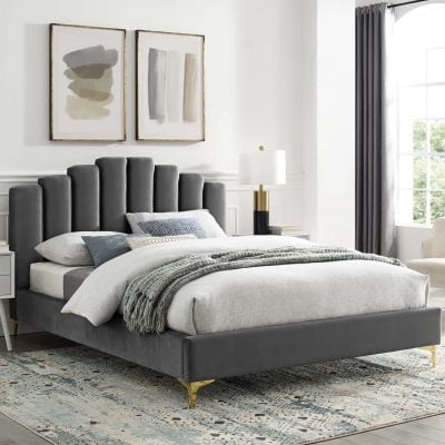 Olivia Velvet Platform Bed