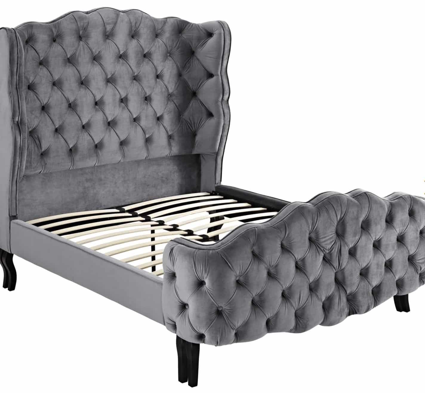 Violette tufted wingback velvet bed