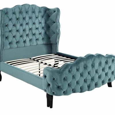 Violette tufted wingback velvet bed