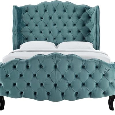 Violette tufted wingback velvet bed