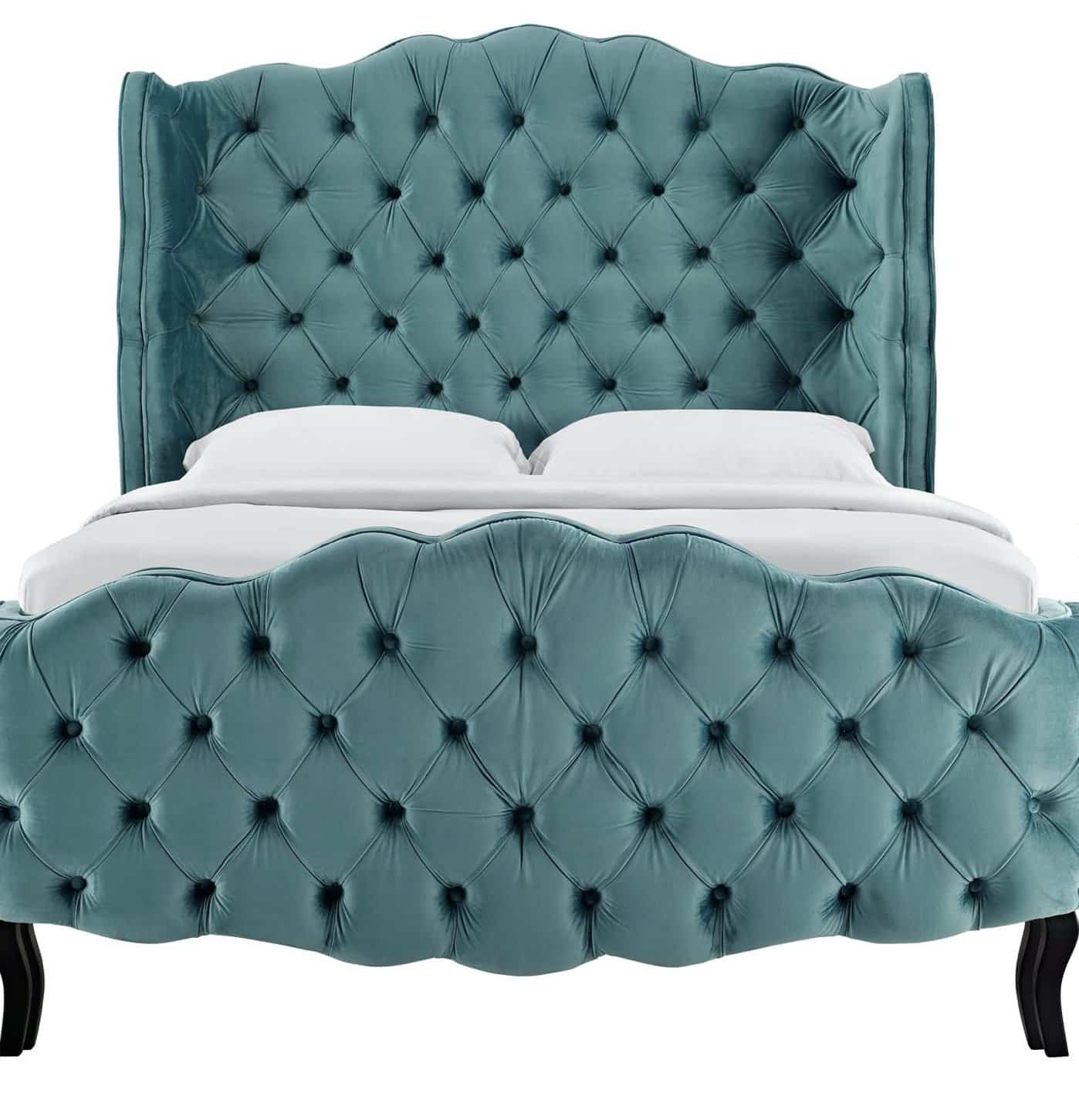 Violette tufted wingback velvet bed