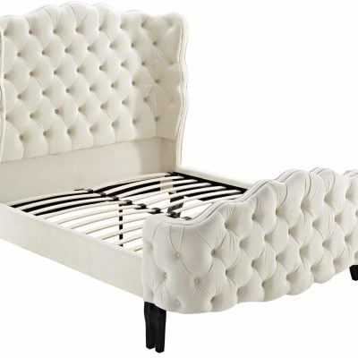 Violette tufted wingback velvet bed