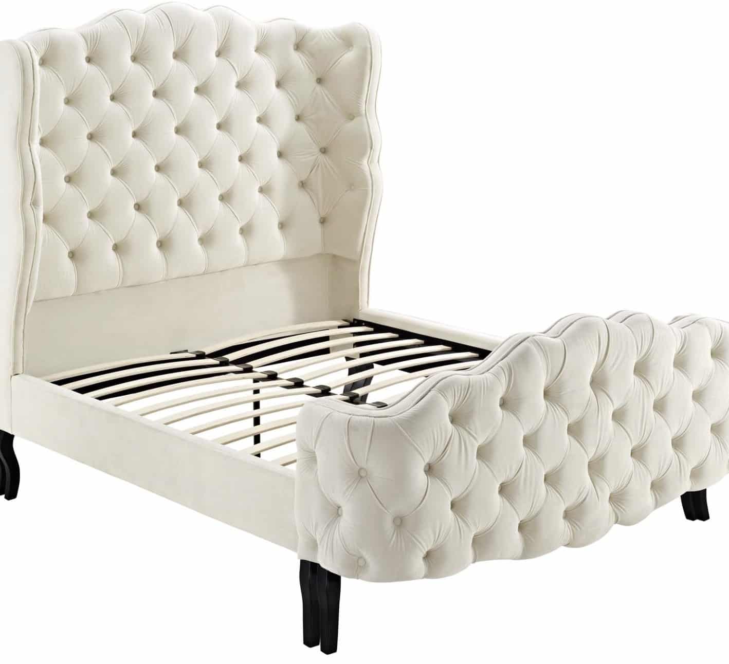 Violette tufted wingback velvet bed