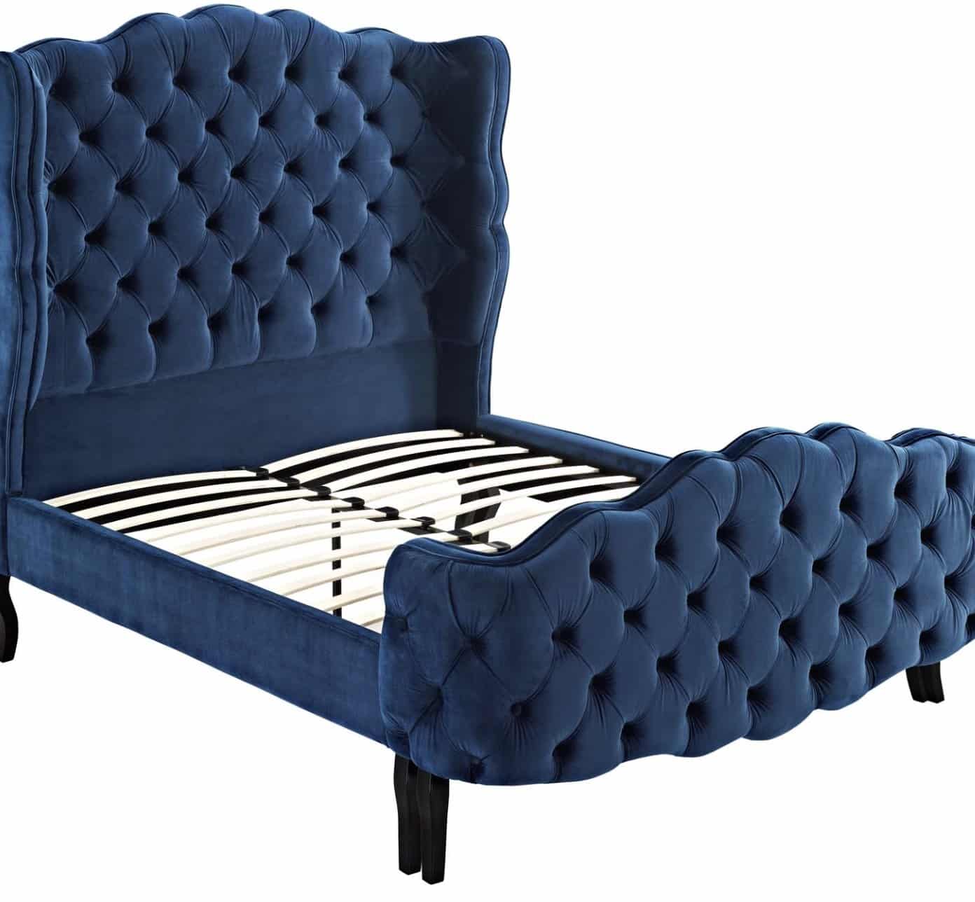 Violette tufted wingback velvet bed