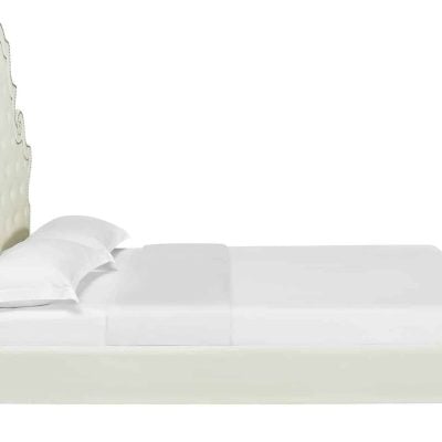 Valentina white velvet bed