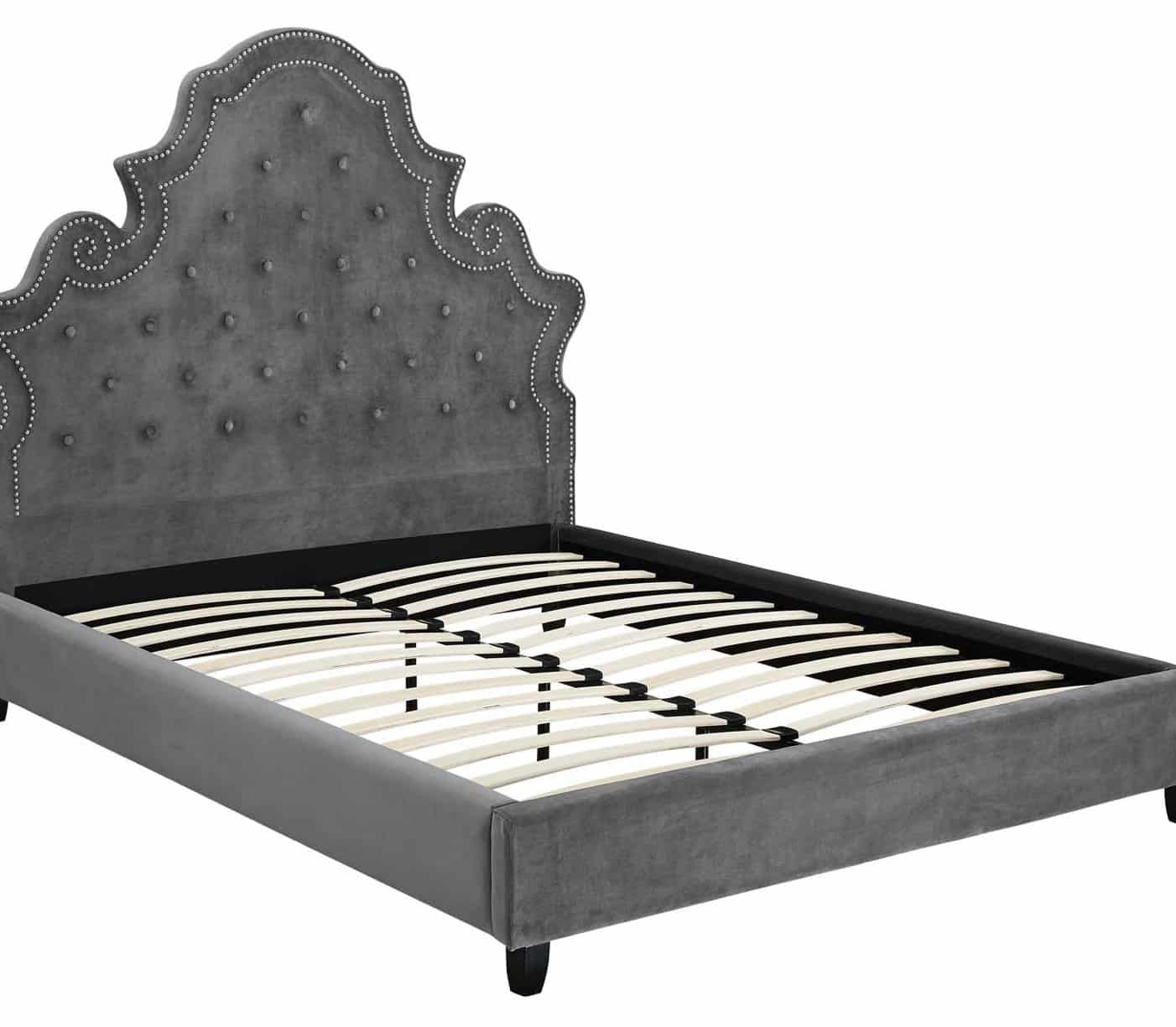 Valentina grey velvet bed
