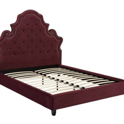 Valentina red velvet bed