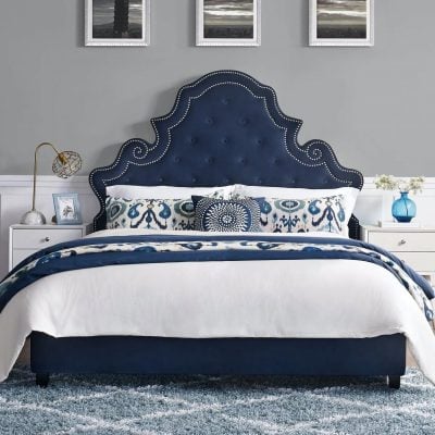 Valentina blue velvet bed