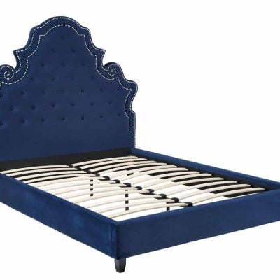 Valentina blue velvet bed