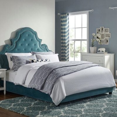 Valentina teal velvet bed