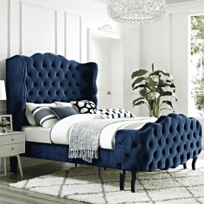Violette tufted wingback velvet bed