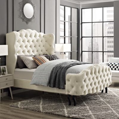 Violette tufted wingback velvet bed