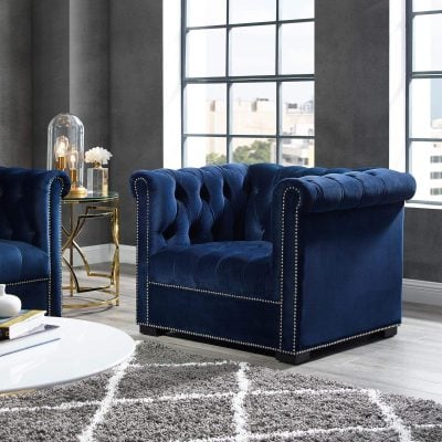 heritage-midnight-blue-performance-velvet-arm-chair modway furniture