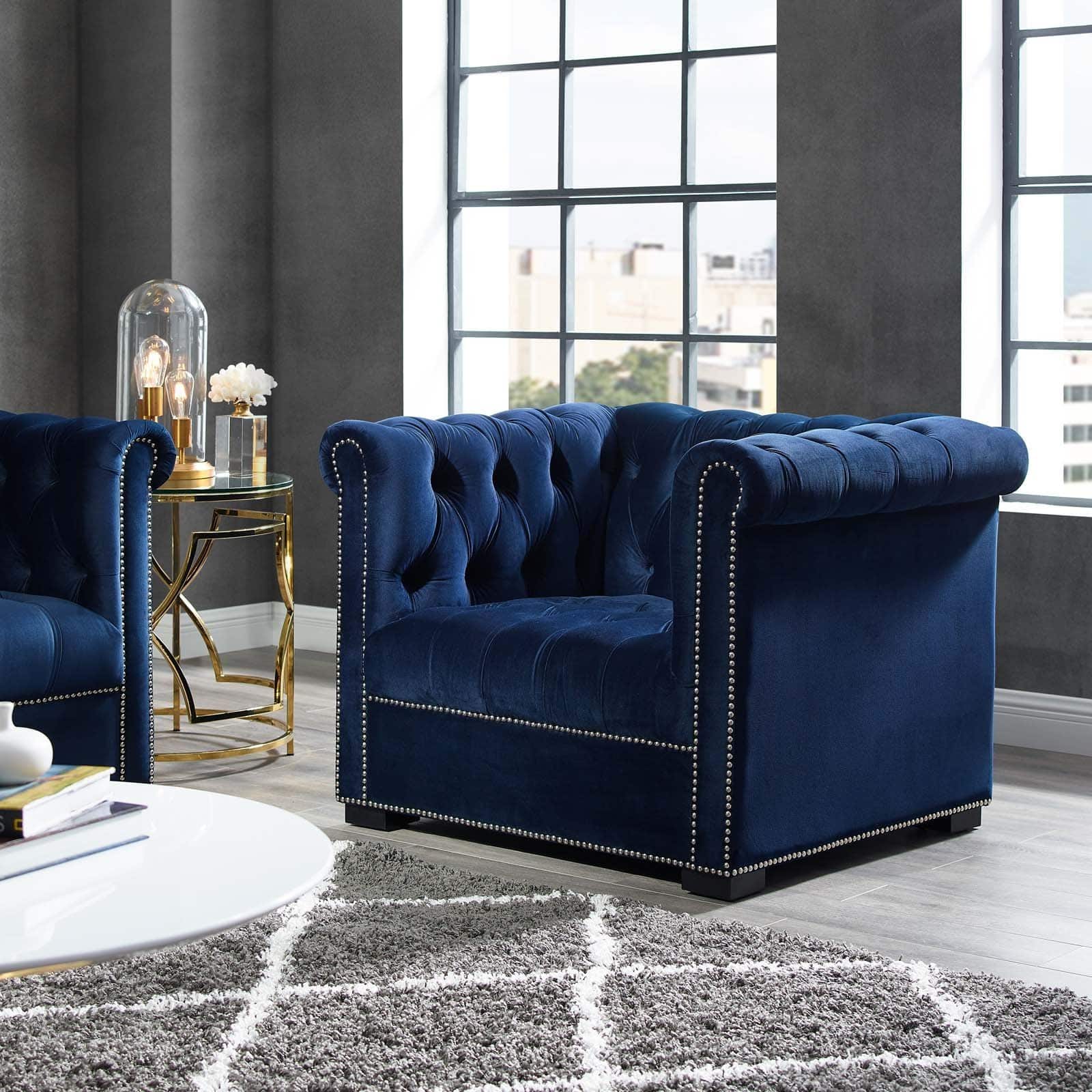 heritage-midnight-blue-performance-velvet-arm-chair modway furniture