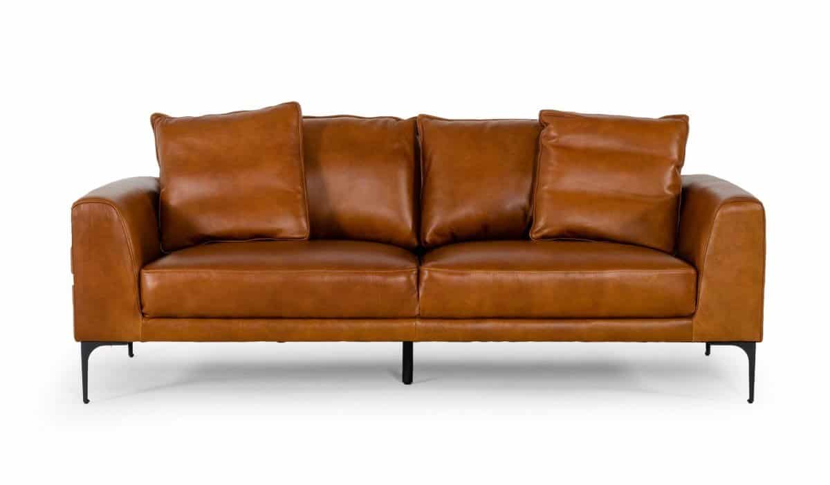 Jacoba Cognac leather sofa
